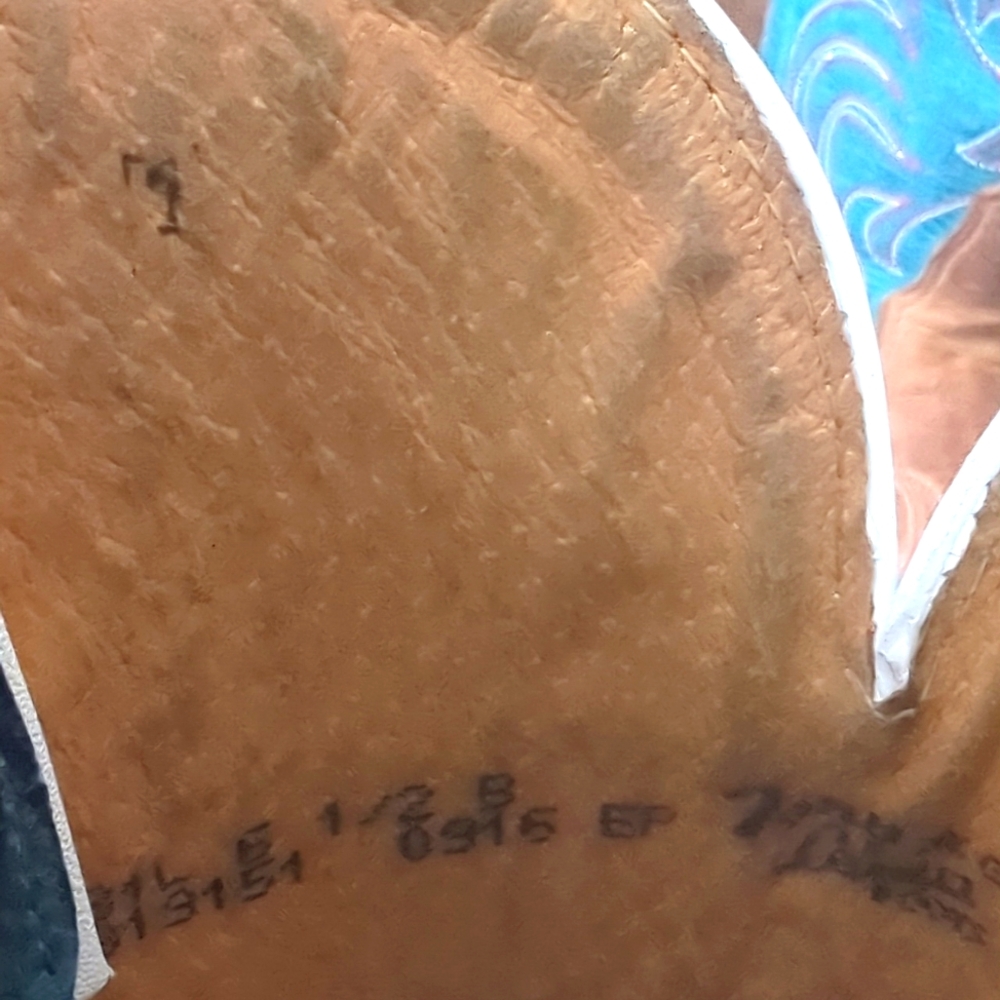 TONY LAMA ladies style#7931L "tan vintage cow cross" teal/brown cowboy boots 6.5 - Picture 15 of 16